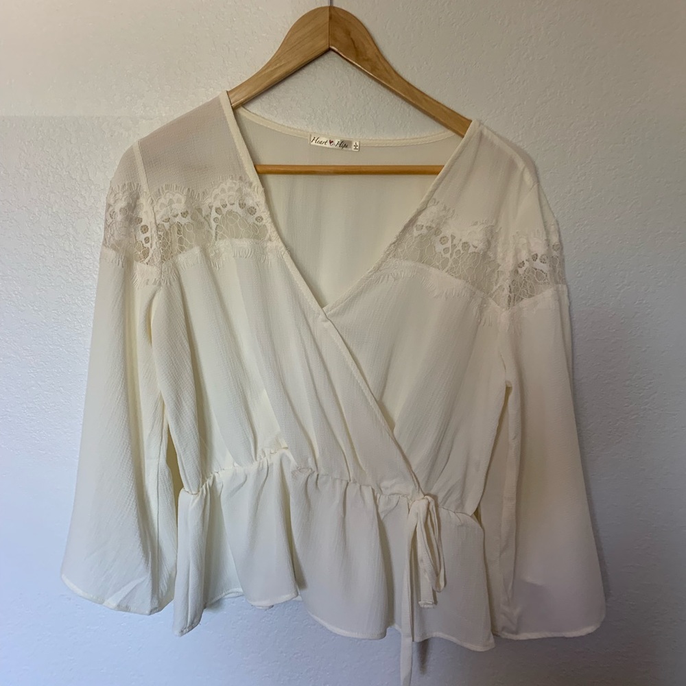 Off White Blouse with Lace Detail